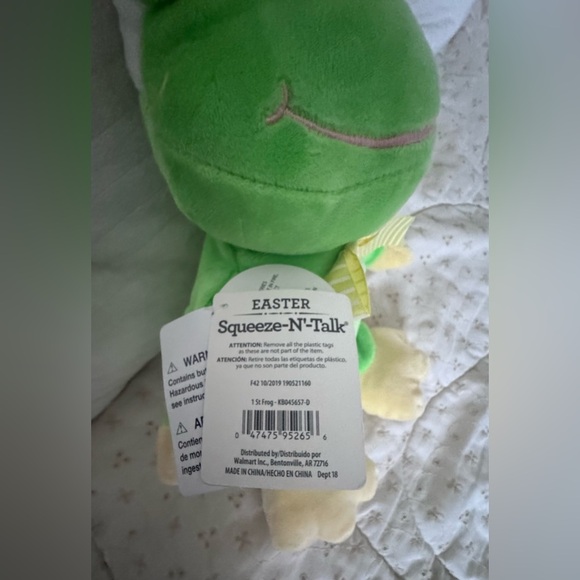 Frog Easter Bunny Ears Plush Sound Ribbit w/TAGS Dan Dee Easter Squeeze-N-Talk - Picture 7 of 7